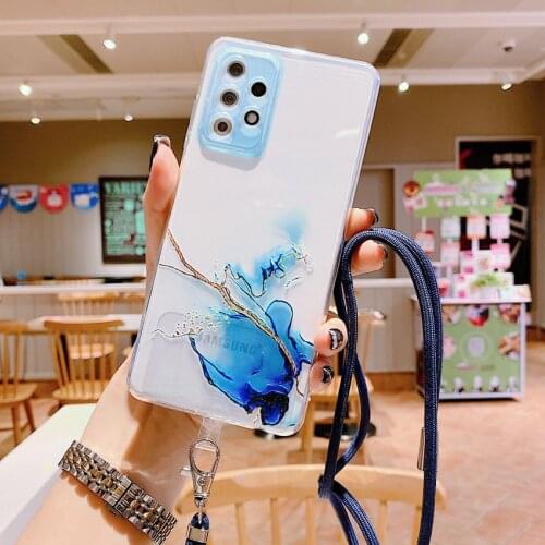 Necklace Lanyard Shoulder Strap Cord TPU Phone Case For Samsung Galaxy A02 A02S A12 A32 A52 A72 A22 A82 S21 Plus Ultra FE Cover