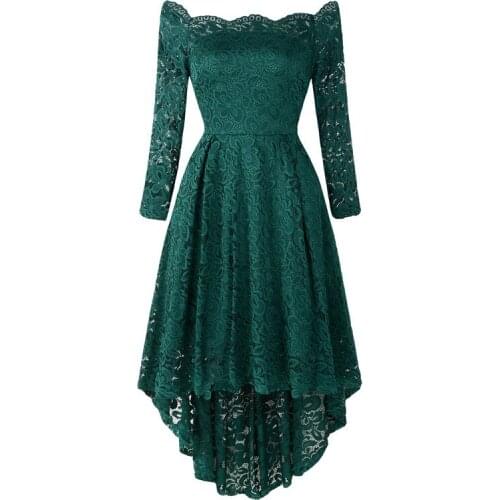 Homecoming Dresses Square Neck Long Sleeves Lace Crochet A Line Irregual Wedding Evening Dresses Dance Queen Dresses Prom Dress