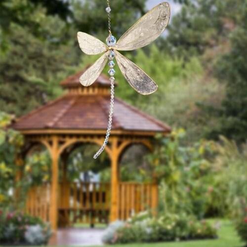 Fantasy Hanging Glitter Dragonfly Crystal Suncatcher Hanging Crystal Suncatcher Wind Chime Pendant for Garden Wedding Car Decor
