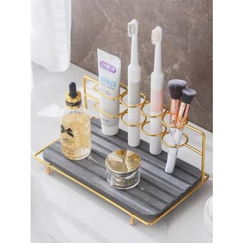 Simple Style Diatom Mud Electric Toothbrush Holder Mouthwash Cup Rack Desktop Storage Shelf Bathroom Accessories