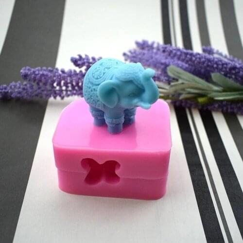 3D Rich Elephant Silicone Mold Fondant Candle Resin Aroma Stone Ornaments Soap Mold For Pastry Cup Cake Decorating