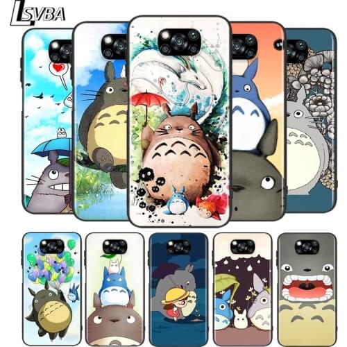 Cute Totoro for Xiaomi Poco X3 NFC X2 M3 M2 F2 Pro C3 F1 A2 Lite A1 Mix3 Play Silicone Soft Black Phone Case