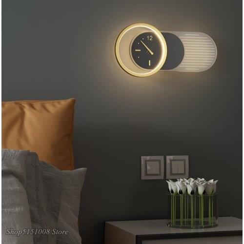 Modern nordic Clocks LED wall lamp bedroom bedside lamp living room wall lamp corridor aisle lamps Indoor home decor lighting