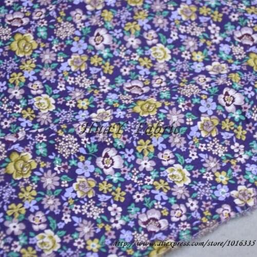 145CM Width Vintage Nave Blue Small Floral printed 100% Cotton Poplin fabric for patchwork fabric meter