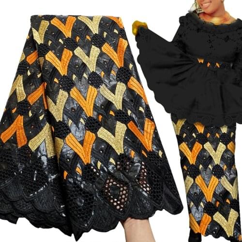 Fabricbob Bazin Riche Fabric 2021 High Quality Nigerian Party Luxury Embroidery African Lace Fabric 2.5 Yards