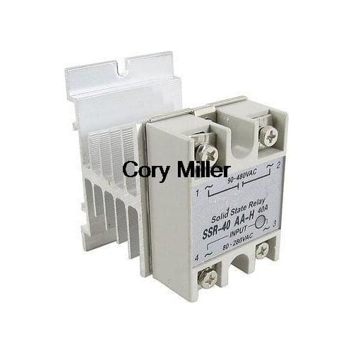 AC to AC 80-280VAC / 90-480VAC SSR Solid State Relay 40A w Heat Sink
