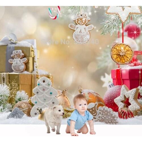 VinylBDS Yellow Frozen Photography Backdrop Christmas SnowGifts Gingerbread Decoration Photography Background Fond Photographie