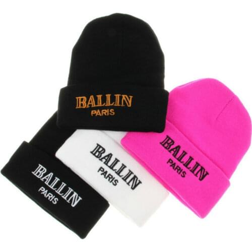 Europe and The United States Style Men and Womens BALLIN Paris Embroidery Knitted Wool Beanies Hat Hip Hop Ski Cap RX080