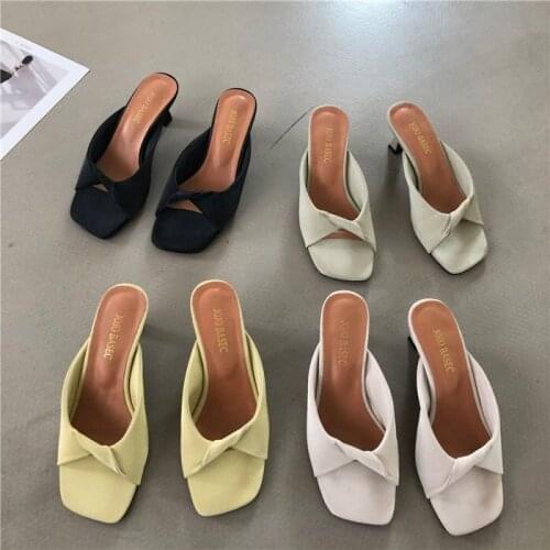 Chunky Peep Toe Women Slippers Leather Light Women Sandals Non-slip Thick Pumps Summer Casual Women High Heels Zapatillas Mujer