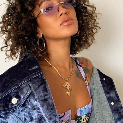Fashion Egypt Gold Chain Hip-Hop Necklaces for Women Figure Pendant Egypt Nefertiti Head Portrait Necklace Female Party Jewelry
