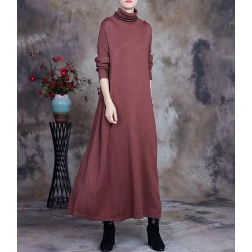Women Spring Autumn Knitted Dress Ladies Knitwear Dresses Female 2021 Loose Dress