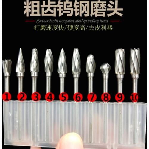 10pcs 3*6mm Tungsten Carbide 8 Flutes Rotary Burrs Point File Cutter Drill Bit