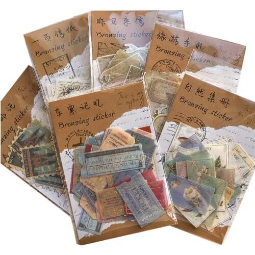 10Packs Wholesale Retro Stickers scrapbook material Pack Poetry Distance Handbook Decorative washi stationery kwaii 5*10CM