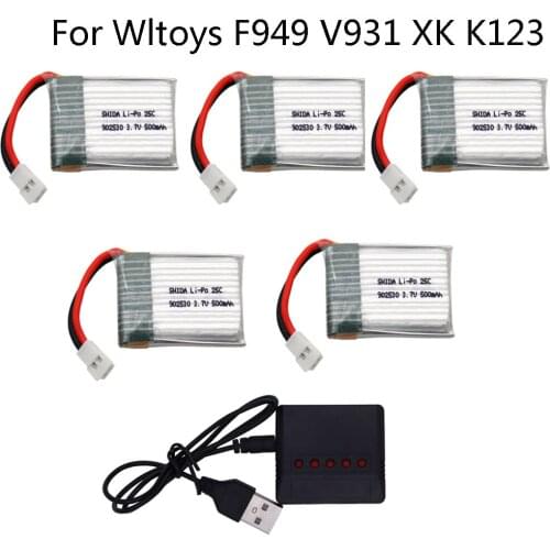 3.7V 500mAh 25C lipo Battery with USB charger For Wltoys V931 F949 XK K123 6Ch RC Helicopter Spare Parts 3.7V battery for WLV931