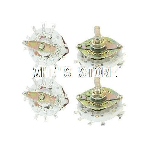 4PCS 2P4T 2 Pole 4 Way One Deck 10 Pins Band Channael Rotary Switches