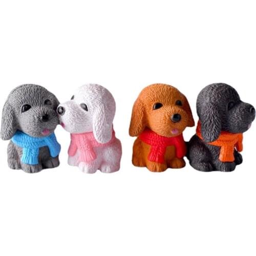 4pcs DIY Beautiful Teddy Cute Ornament Toy Dog Pendant Figurines Animal Statue Puppy Miniatures Pet Dolls Crafts Garden Decor
