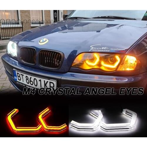 4x SMD White Yellow LED Angel Eyes M4 Headlight Kits for BMW F30 F31 F34 F10 F13 F18 F22 M2 M3 M4 M5 E90 E81 Car DRL Turn Signal