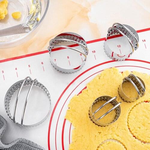 5Pcs/Set Stainless Steel Round Wavy Edges Pastry Dough Cutter Biscuit Cookie Cutter Caking Baking Mold Dumpling Wrapper Mould