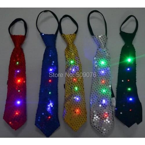 5pcs/lot novelty tie led flashing tie Fashion Mens Colourful Tie for event party supplies