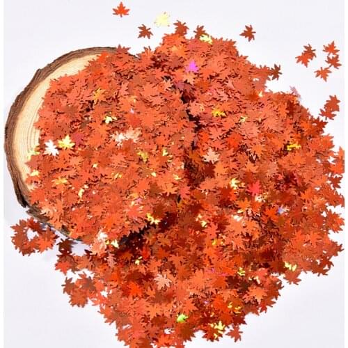 50g/Bag Maple Leaf Nail Glitter Sequins Laser Mirror Holographic Paillettes Fall Nail Art Design 3D Sticker Manicure Flakes BT/1