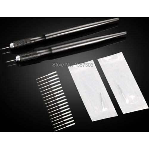 50pcs 3RL Microblading needles Fog Eyeborw Semi Permanent Makeup Blade Shading Round Fog Eyebrow Tattoo Needle for manual pen