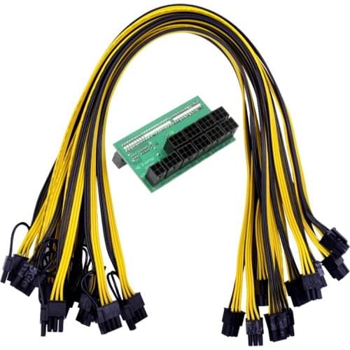 64 Pin Power Module 10X6Pin 9X6Pin Breakout Board with 6 Pin 18AWG Power Cable for HP 1200W 750W PSU GPU Miner Mining