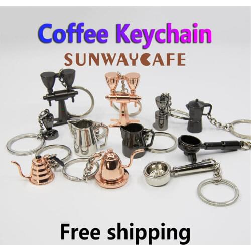 Espresso Coffeeware Accessories Keychain Gift Coffee Machine Handle Moka Pitcher Keyring Portable Creative Barista Coffee Tamper