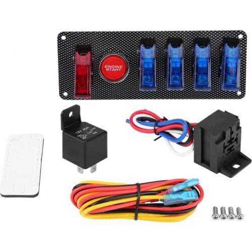 Car Led Toggle Switch 12V 6 In 1 Racing Car Auto LED Toggle Ignition Switch Panel Engine Start Push Button