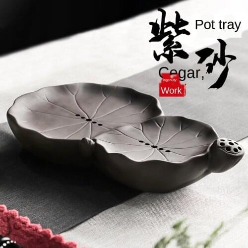 Bamboo Tea Tray Purple Sand Japanese-Style Pot Tray Tea Pot Base Tea Placemat Washed Tea Pitcher Dry Foam Drainage Teapot Tray