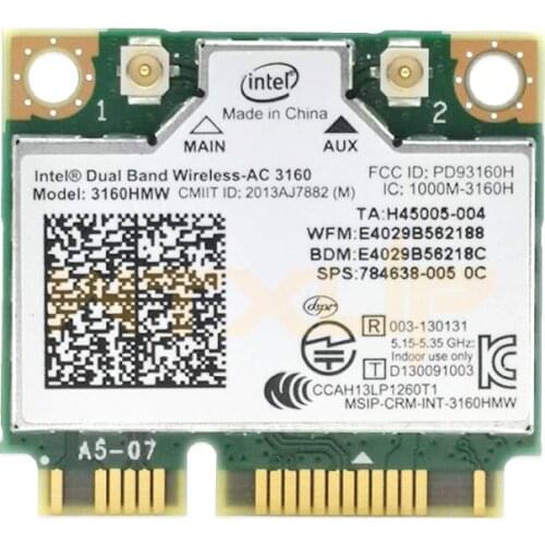 Wifi Wireless Dual Band 2.4g 5g For Intel 3160 3160HMW 3160AC Half Mini PCI-e WI-FI 802.11ac Bluetooth 4.0 + 433mbps HS card