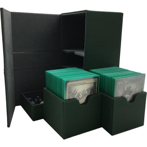 Large Size Mtg Pokemon Yugioh Deck Box Card Case Binder Board Game Holder: Green Color