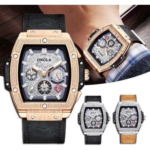 Business Mens Watches with PU Strap Chronograph Dial Quartz Watch with Auto Date Mechanical Style Gift for Men d88