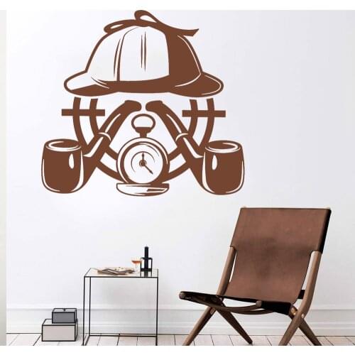 Detective Wall Decals Office Decoration Agency Story Smoking Pipe Target Vinyl Stickers Teen Room Art Murals Home Decor Z634