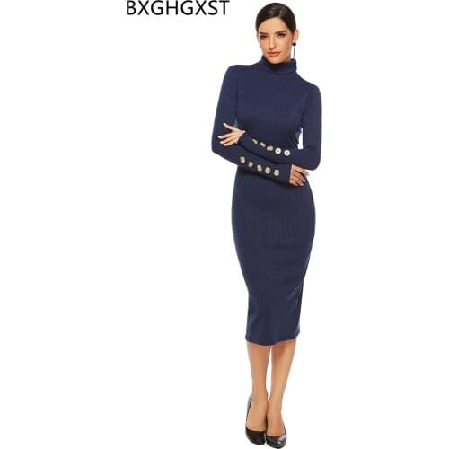 Long sweater dress long sleeve high neck sweater knitted dress plus size women vintage sweater sexy 2020 winter clothes women