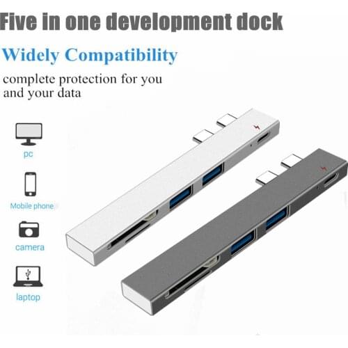 2colors Multifunctional Type-C Docking Station Concentrator Aluminum Alloy Double Head Double Head Type-C