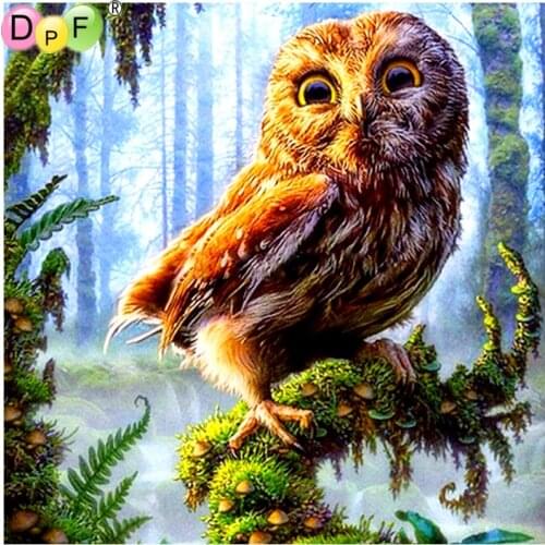 DPF Full Square Drill 5D DIY Diamond Painting "OWL" handmade cube Embroidery arts Cross Stitch Mosaic Decor gift wall painting