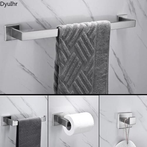 DyuIhr modern minimalist stainless steel towel bar bathroom perforated towel rack toilet tissue rack bathroom accessories