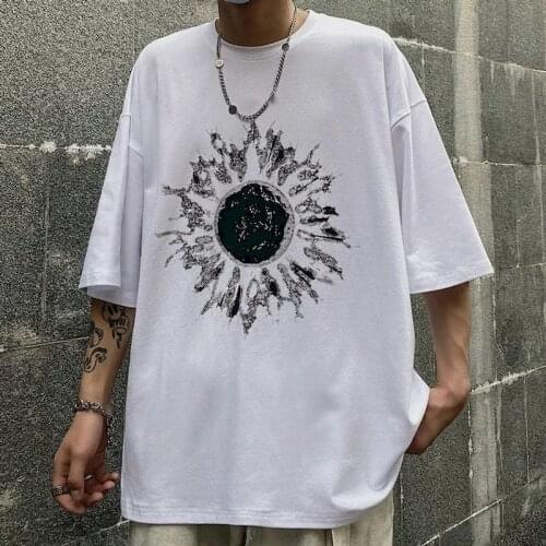 Sunflower Harajuku Tshirt Punk Oversized T Shirt Men Clothing T-shirt Plus Size Summer Cartoon Tshirts Streetwear Mens Clothing