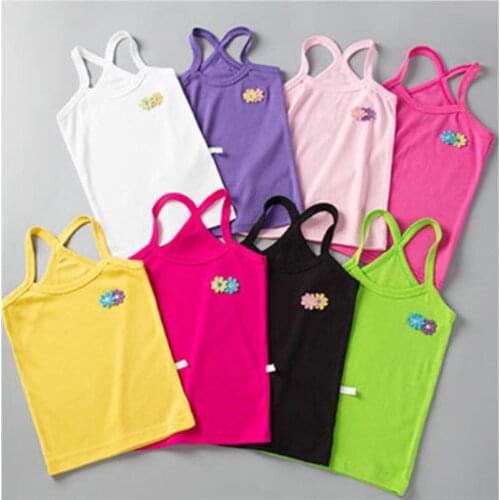 Cotton Tees Top Clothes Kids Tanks 2-12Year Baby Girls Vest Tshirts Summer 2021 Singlet Vest Tops For Children Solid