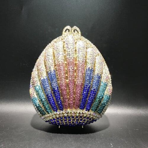 Fashion Party Wedding bridal colorful Metal Rhinestone Crystal Clutch Purse Evening Bags Clutches Women Chain clutches Handbags
