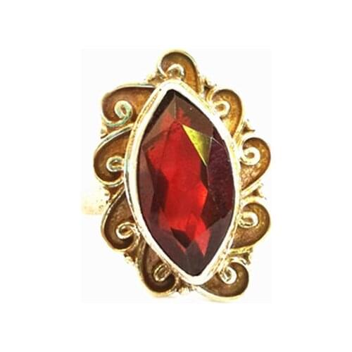 Nepal 925 Sterling Silver Inlaid Faceted Garnet Flower Rings for Girls Marquise Heart Ring Nepal Vintage Jewelry T9014