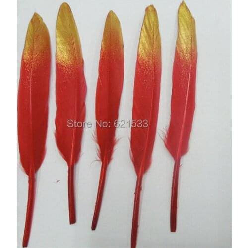 Red and Gold Dipped Feathers,Dream Catcher Feathers,Party Decor,Gold painting Feathers,Decorative Feathers 50pcs/lot,Brand New
