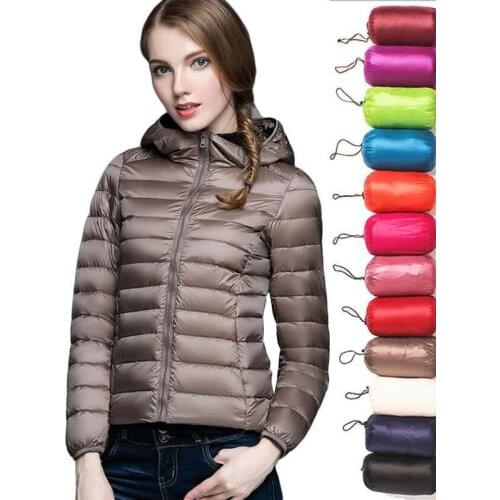 90% White Duck Down Jacket Women 2020 Autumn Winter warm Coat Female Hooded Short Ultra Light Thin Down Jacket Portable Parkas