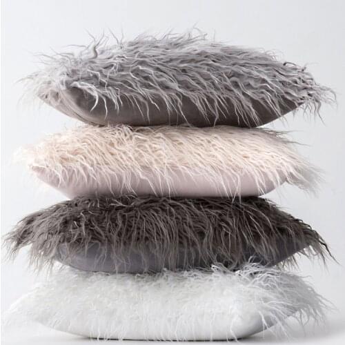 30x50/45x45/50x50/60x60cm Long Fur Cushion Cover Imitation Wool Large Plush Pillowcase Backrest Sofa Warm Pillow Cover Decor