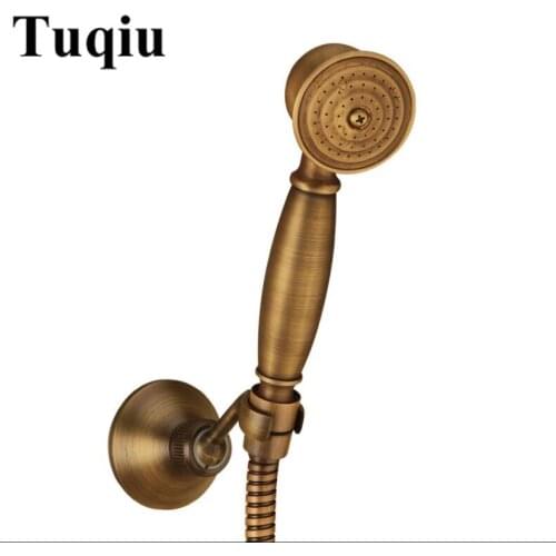 Antique Bronze Water Saving Shower Head Set Brass Hand Bath Shower 1.5m Stainless Steel Shower Hose+Shower Accessories