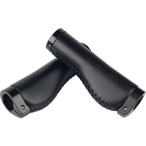 1 Pair Luxurious PU Leather MTB Bicycle Grips Set Mountain Bike Retro Locking Sewing Bike Anti-slip Cover Handle Accessories