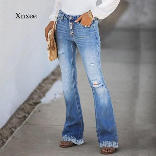 2021 New Tassel Denim Trousers Slim Spring Summer Jeans Pants Micro Flared Jeans Fringed Straight Leg with Holes Bottoms Clothes
