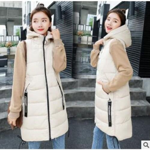 2020 New Winter jacket Brand women vest Hooded Thicken Warm Long Casual Cotton Padded Waistcoat female Sleeveless waistcoat