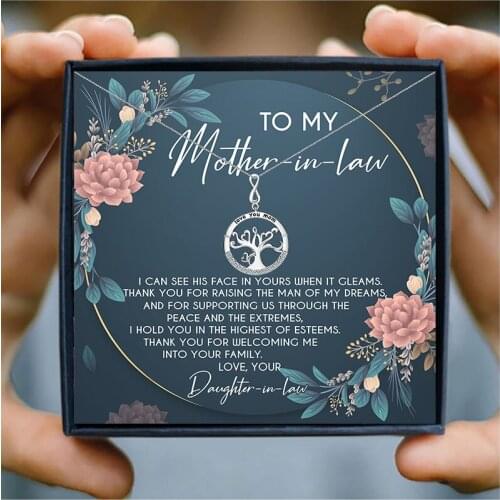 Love You Mom Tree Pendant Necklace for Mother in law Tree of Life Women Necklace Jewelry Gift Ideas for Mother Birthday