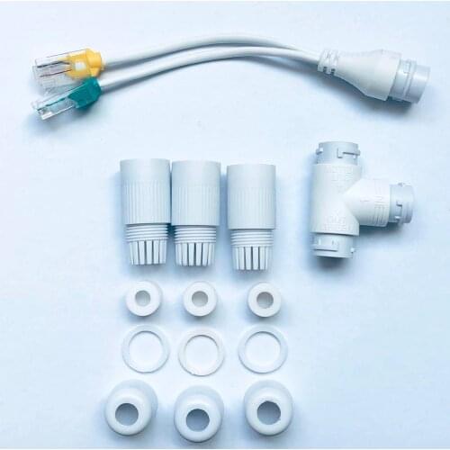 POE Camera Simplified Cable Connector, Splitter 2-in-1 Network Cable Connector Three-way RJ45 Head Waterproof POE Camera Install